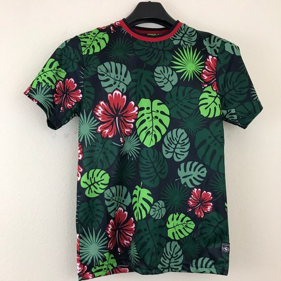 Southpole Small T Shirt Green Leaf Print Short New - Picture 1 of 5